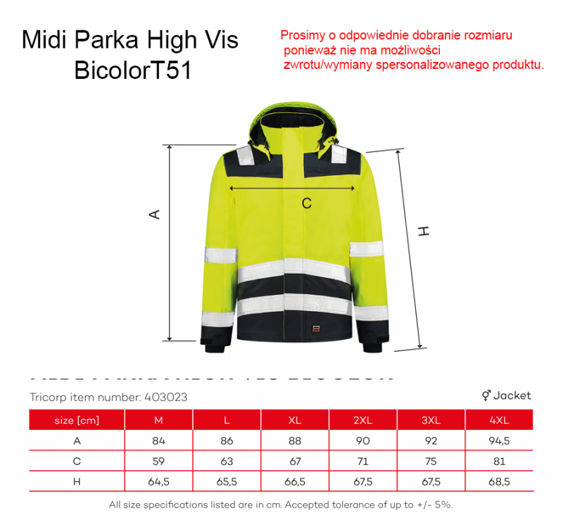 Kurtka Midi Parka High Vis Bicolor - obrazek 2