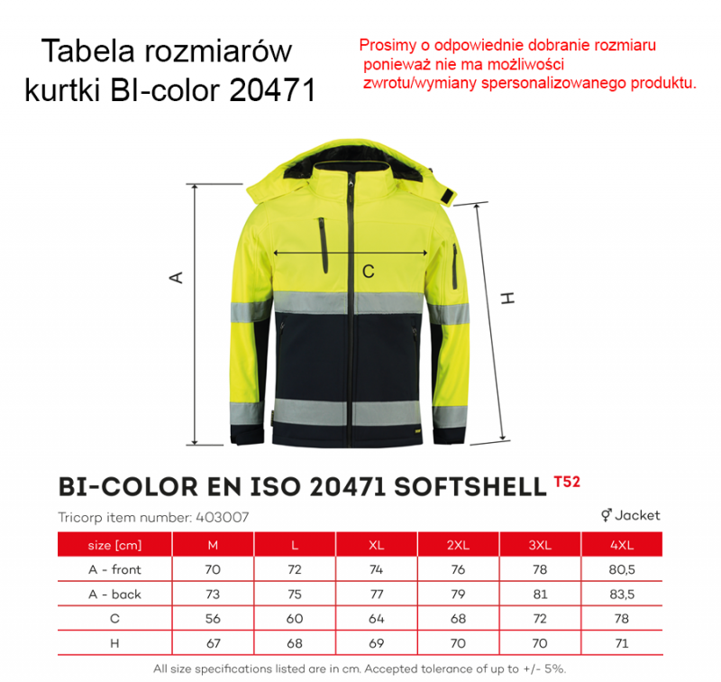 Kurtka Bi-color EN ISO 20471 Softshell - obrazek 5